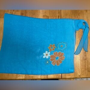 Swimwear Blue Floral Sarong Skirt